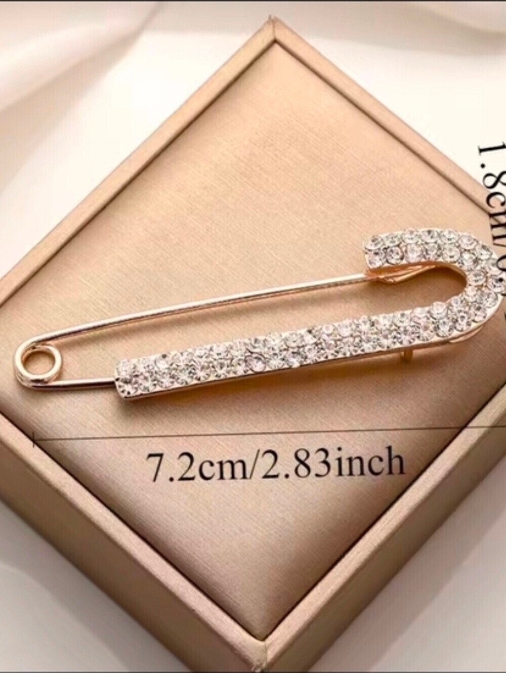 Silver Crystal Safety-Pin Brooch with Clear Stones - Picture 4 of 5